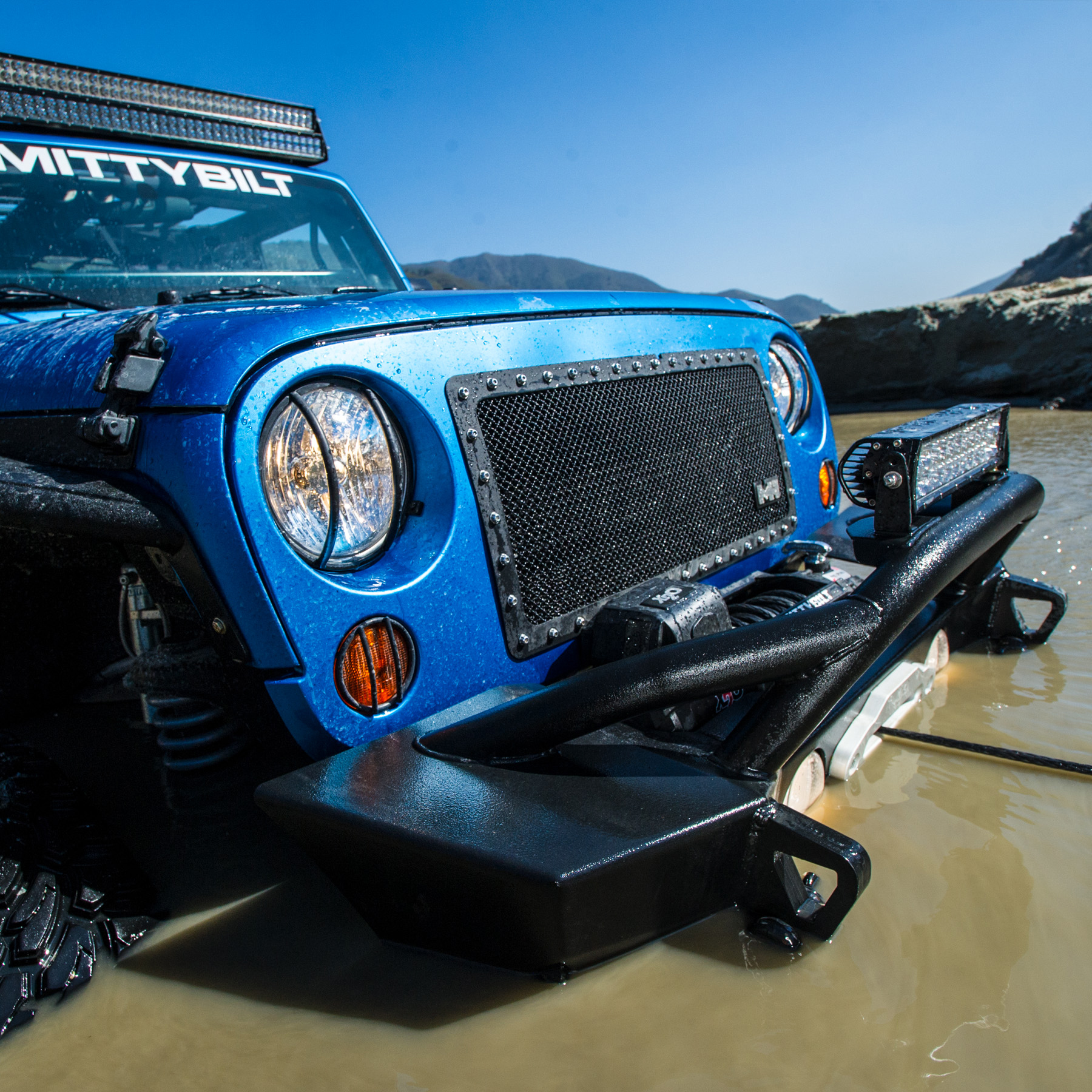 M1 S S Wire Mesh Grille 07 18 Wrangler JK Black Smittybilt Big Island